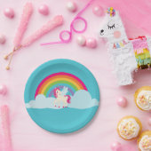 Rosa Einhorn-Regenbogen-Pappteller Pappteller (Party)