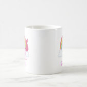 Rosa Einhorn Regenbogen Personalisierter Name Kaffeetasse (Mittel)