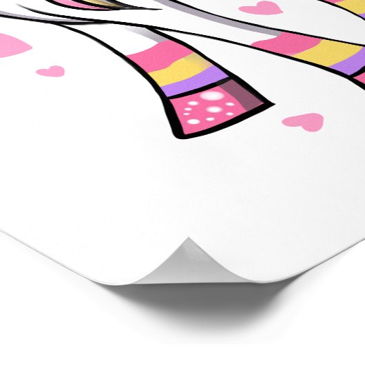 Rosa Einhorn-Regenbogenblase Poster (Ecke)