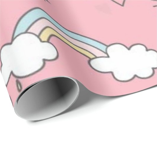 Rosa Einhorn-Regenbogenmuster Geschenkpapier (Rolleneckpunkt)