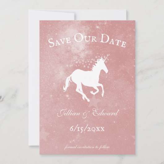 Rosa Einhorn Save the Date Ankündigung (Vorderseite)