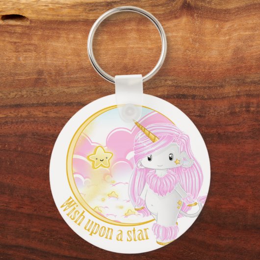 Rosa Einhorn Schlüsselanhänger (Vorderseite)