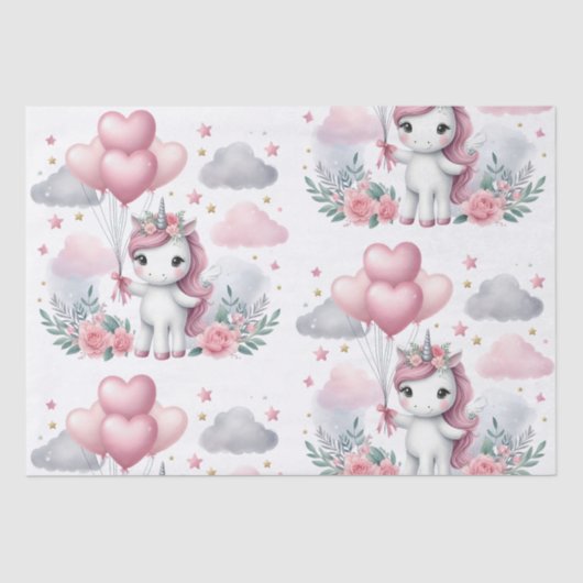 Rosa Einhorn Seidenpapier (Vorderseite)