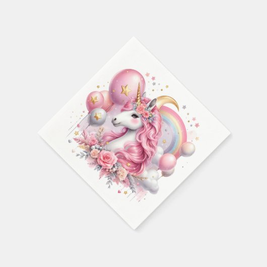 Rosa Einhorn Serviette (Ecke)
