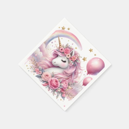 Rosa Einhorn Serviette (Ecke)