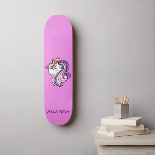 Rosa Einhorn Skateboard (Wandkunst)