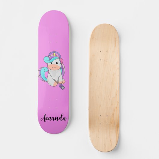 Rosa Einhorn Skateboard (Vorderseite)