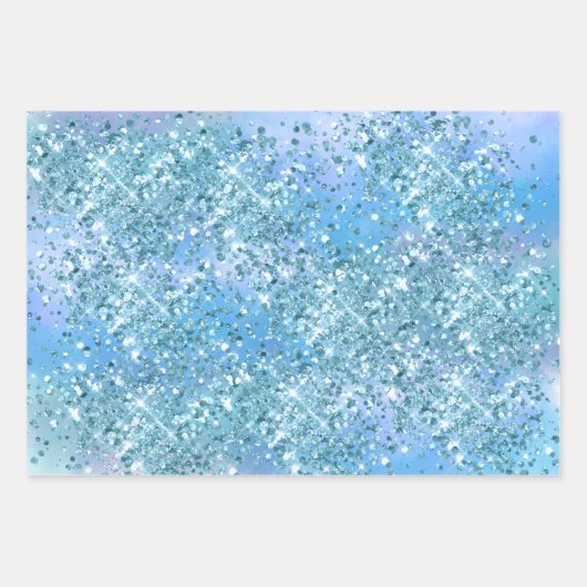 Rosa Einhorn Sparkle Lila Aqua Glitzer Confetti Geschenkpapier Set (Vorderseite 2)