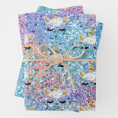 Rosa Einhorn Sparkle Lila Aqua Glitzer Confetti Geschenkpapier Set (Beispiel)