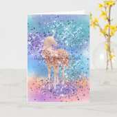 Rosa Einhorn Sparkle Lila Aqua Glitzer Confetti Karte (Gelbe Blume)