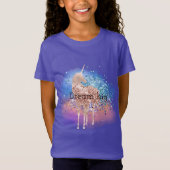 Rosa Einhorn Sparkle Lila Aqua Glitzer Confetti T-Shirt (Vorderseite)
