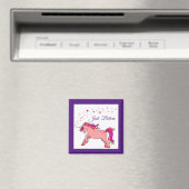 Rosa Einhorn Square Magnet (In Situ (Geschirrspüler))