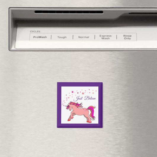 Rosa Einhorn Square Magnet (In Situ (Geschirrspüler))