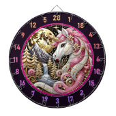 Rosa Einhorn steht unter dem Goldenen Mond Dartscheibe (vorne)