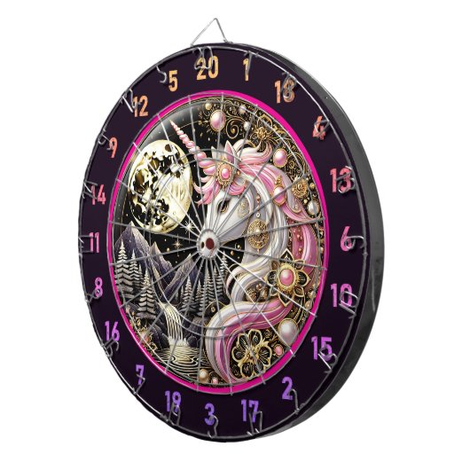 Rosa Einhorn strahlt Grace und Stärke aus Dartscheibe (Vorderseite rechts)