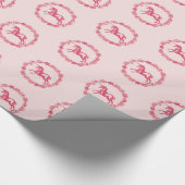 Rosa Einhorn und Blume Geschenkpapier (Ecke)