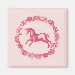 Rosa Einhorn und Blume Magnet