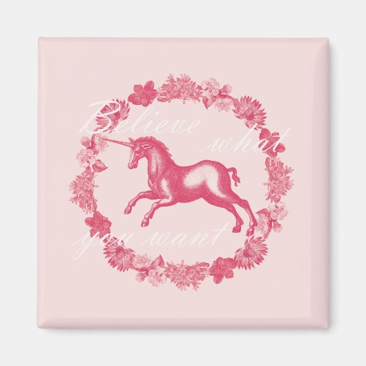 Rosa Einhorn und Blume Magnet (Vorne)