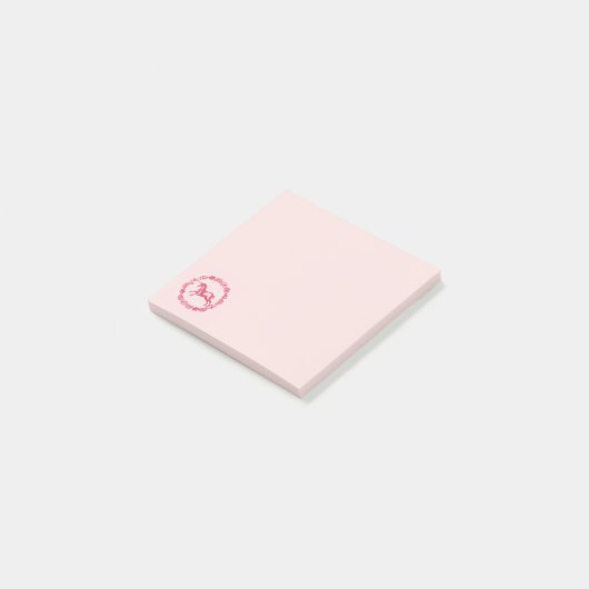 Rosa Einhorn und Blume Post-it Klebezettel (angewinkelt)