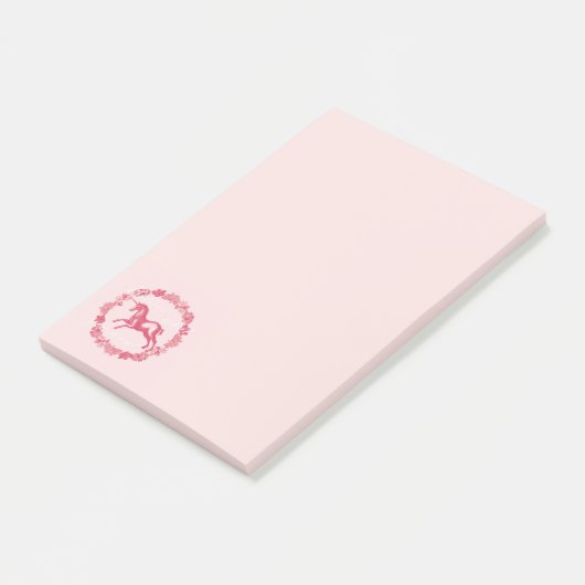 Rosa Einhorn und Blume Post-it Klebezettel (angewinkelt)