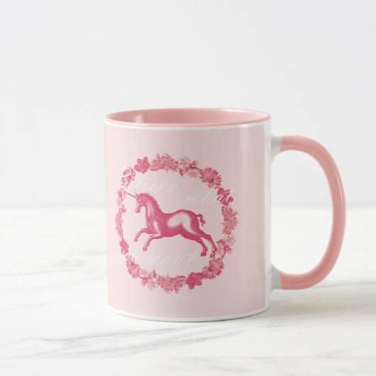 Rosa Einhorn und Blume Tasse (Rechts)