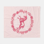 Rosa Einhorn und Blumen Fleecedecke (Vorderseite (Horizontal))