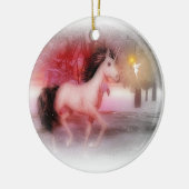 Rosa Einhorn und Feewinternachtverzierung Keramik Ornament (Links)