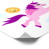 Rosa Einhorn und glückliche Sonne, Wandkunst für K Poster (Ecke)