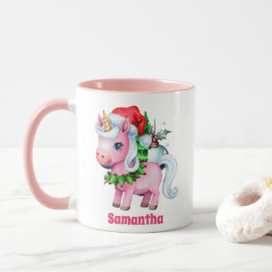 Rosa Einhorn Weihnachtskids Heiße Schokolade Tasse