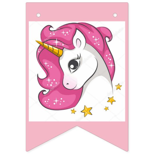 Rosa Einhorn Wimpelkette (Zweite Fahne)