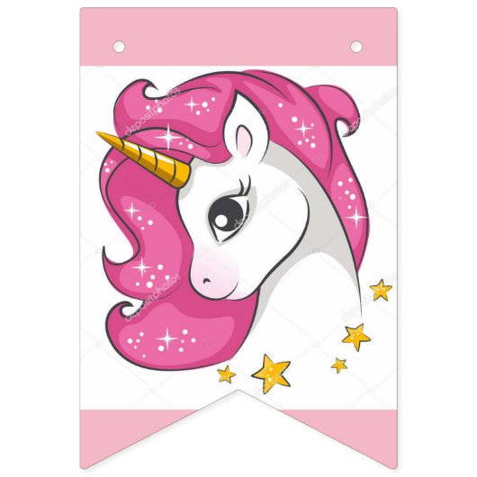 Rosa Einhorn Wimpelkette (Erste Fahne)
