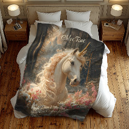 Rosa Einhorn Winter Burg Fairytale Fleecedecke