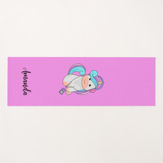 Rosa Einhorn Yogamatte (Vorderseite (Horizontal))