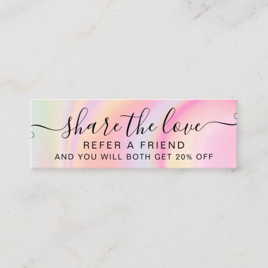 Rosa Einhornkarte mit gürtelnem Regenbogenmarmor Mini Visitenkarte (Vorderseite)