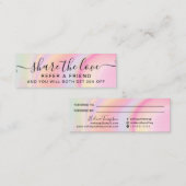 Rosa Einhornkarte mit gürtelnem Regenbogenmarmor Mini Visitenkarte (Vorne/Hinten)