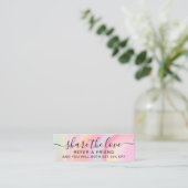 Rosa Einhornkarte mit gürtelnem Regenbogenmarmor Mini Visitenkarte (Stehend Vorderseite)