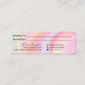 Rosa Einhornkarte mit gürtelnem Regenbogenmarmor Mini Visitenkarte (Rückseite)