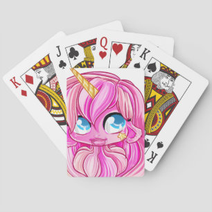 Rosa Einhornmädchen Spielkarten