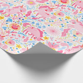 Rosa Einhornwaschpapier Geschenkpapier (Ecke)