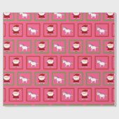 Rosa Einhornweihnachtsmann-Muster Geschenkpapier (Flach)