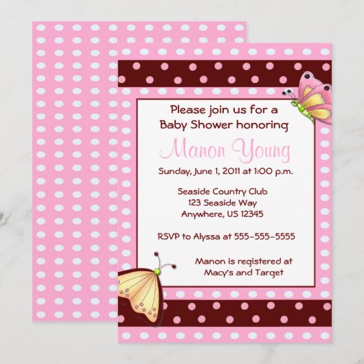 Rosa Einladung (Vorne/Hinten)