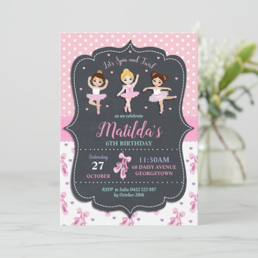 Rosa Einladung (Stehend Vorderseite)