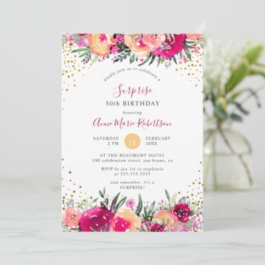 Rosa Einladung (Stehend Vorderseite)