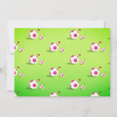 Rosa Einladung der Fußball-/Fußball-Babyparty-| (Rückseite)