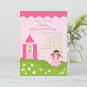 Rosa Einladung Prinzessin-Birthday Party Pretty In (Stehend Vorderseite)