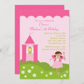 Rosa Einladung Prinzessin-Birthday Party Pretty In (Vorne/Hinten)