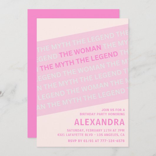 Rosa Einladung zum 53. Geburtstag Spaß Frauenmytho (Vorne/Hinten)