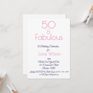 Rosa Einladung zum fünfzigsten Geburtstag