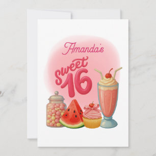 Rosa Einladung zum sechzehnten Geburtstag