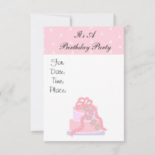 Rosa Einladung zur Geburtstagsfeier mit Kuchen